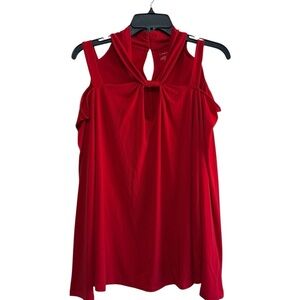 Lane Bryant Vibrant Red Keyhole Cold Shoulder Blouse
